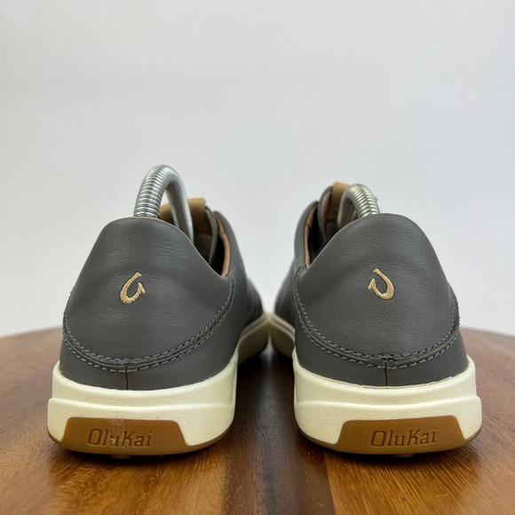 Womens Olukai Wailea Gray Leather Spikless Golf Shoes Sneakers Size 9.5 M GUC - Picture 6 of 8